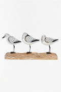 3 sea birds on wooden base D2258