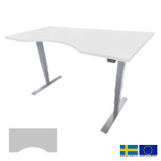 Electric height-adjustable desk BRANDO Ergo, gray/white, 160x80 cm