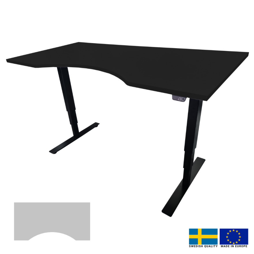 Electric height-adjustable desk BRANDO Ergo, black/black, 160x80 cm