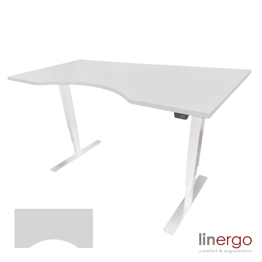 Electric height-adjustable desk BRANDO Ergo, white/white, 160x80 cm