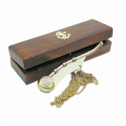 Boatsmans whistle with chain, in wooden box Nr. 7083