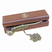 Boatsmans whistle with chain,antique brass  Nr. 8502